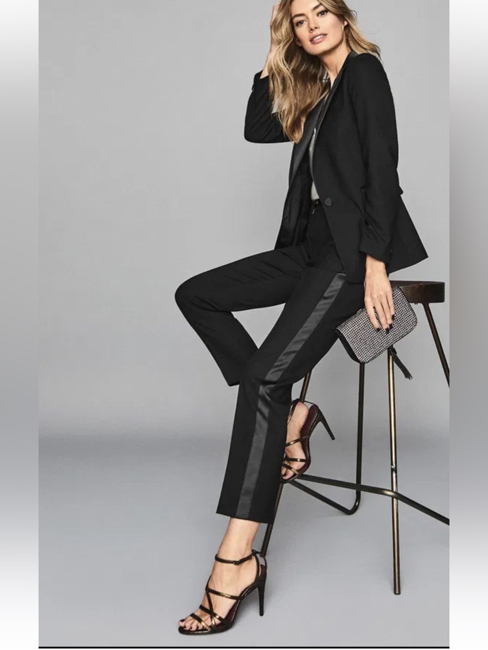 REISS Wren Wool Blend Tuxedo Trousers